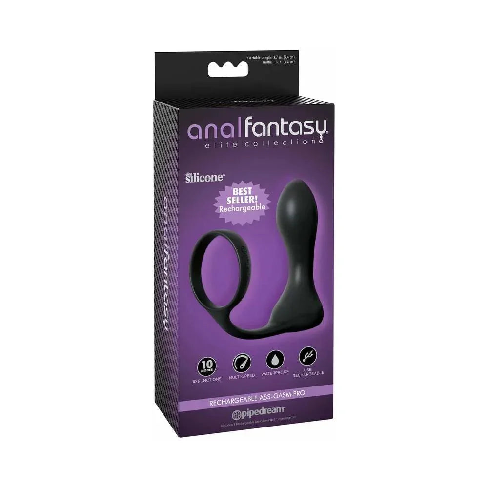Pipedream Anal Fantasy Elite Collection Ass-Gasm Pro Vibrating Cockring & Plug - Buy At Luxury Toy X - Free 3-Day Shipping