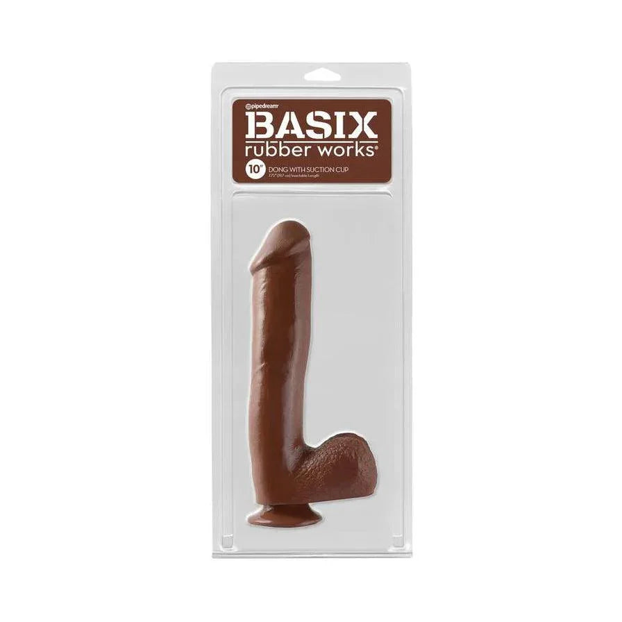 Pipedream Basix Rubber Works 10 in. Dong With Balls & Suction Cup - Buy At Luxury Toy X - Free 3-Day Shipping
