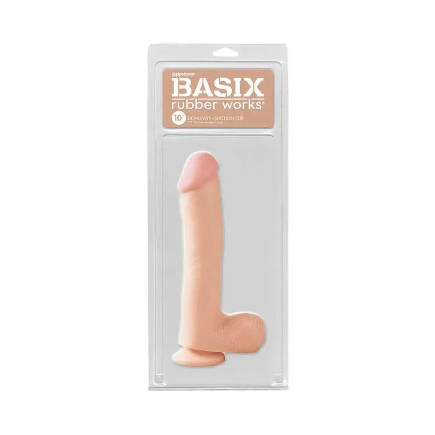 Pipedream Basix Rubber Works 10 in. Dong With Balls & Suction Cup - Buy At Luxury Toy X - Free 3-Day Shipping