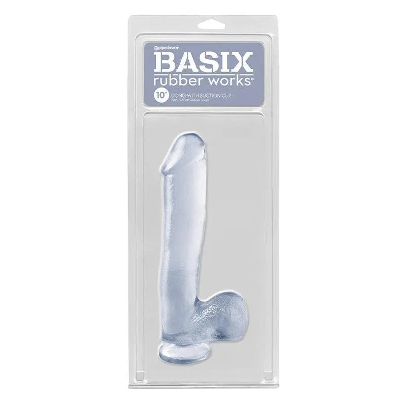 Pipedream Basix Rubber Works 10 in. Dong With Balls & Suction Cup - Buy At Luxury Toy X - Free 3-Day Shipping
