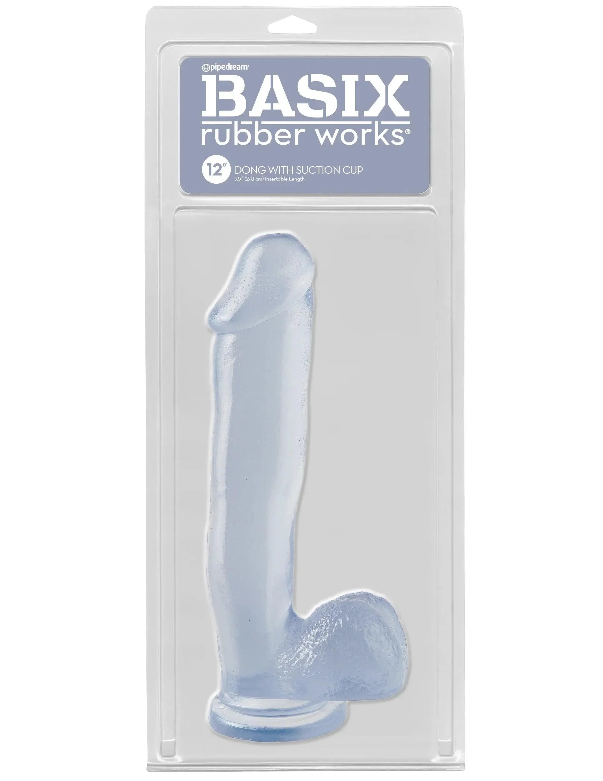 Pipedream Basix Rubber Works 12 in. Dong With Balls & Suction Cup - Buy At Luxury Toy X - Free 3-Day Shipping