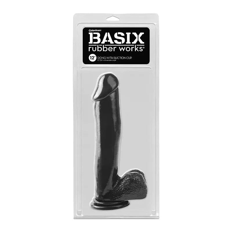 Pipedream Basix Rubber Works 12 in. Dong With Balls & Suction Cup - Buy At Luxury Toy X - Free 3-Day Shipping
