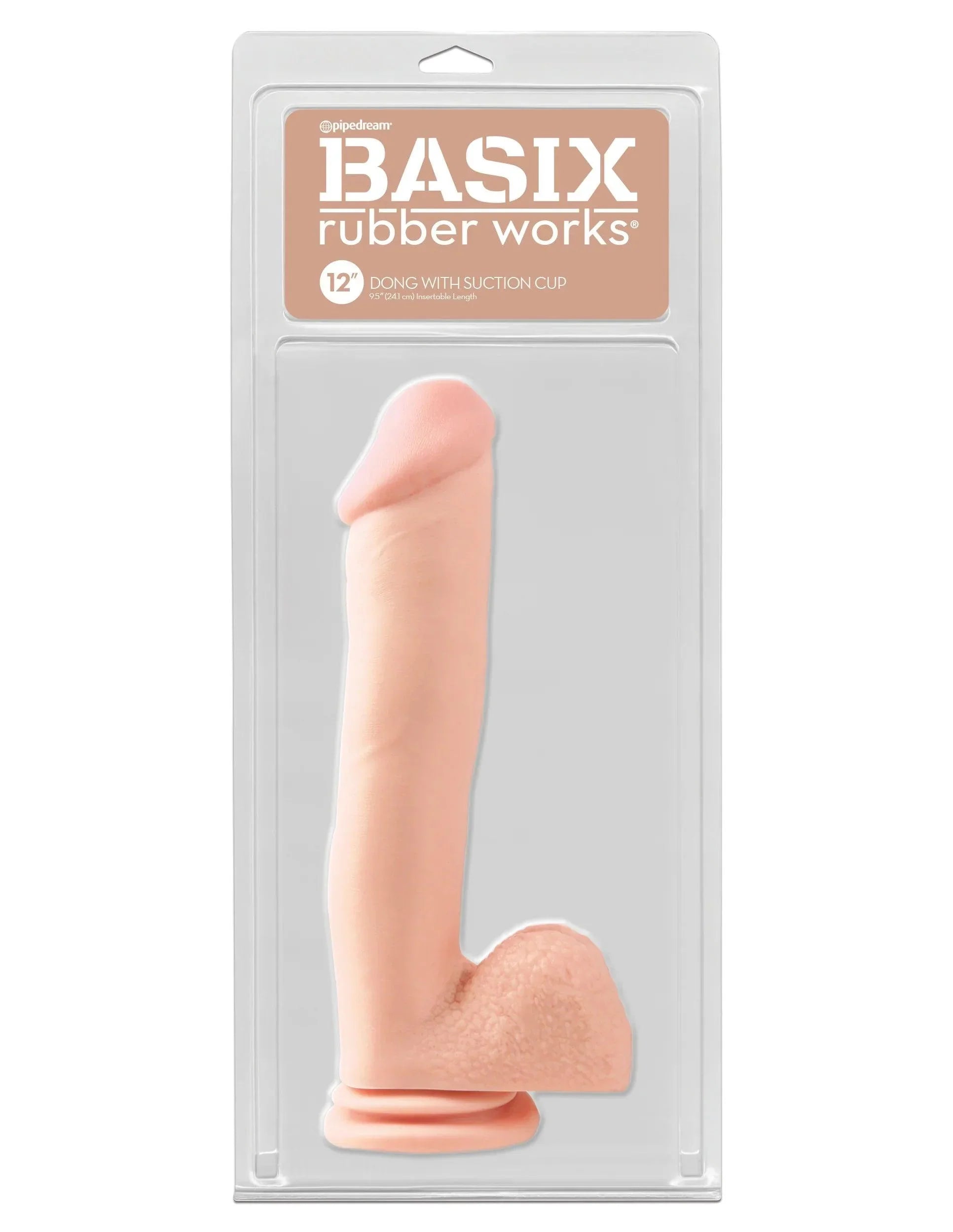 Pipedream Basix Rubber Works 12 in. Dong With Balls & Suction Cup - Buy At Luxury Toy X - Free 3-Day Shipping