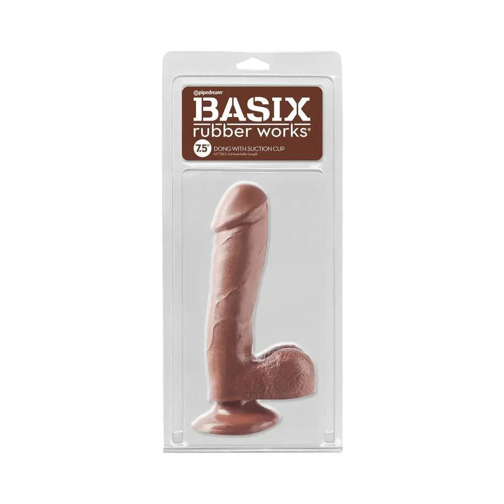 Pipedream Basix Rubber Works 7.5 in. Dong With Balls & Suction Cup Brown - Buy At Luxury Toy X - Free 3-Day Shipping