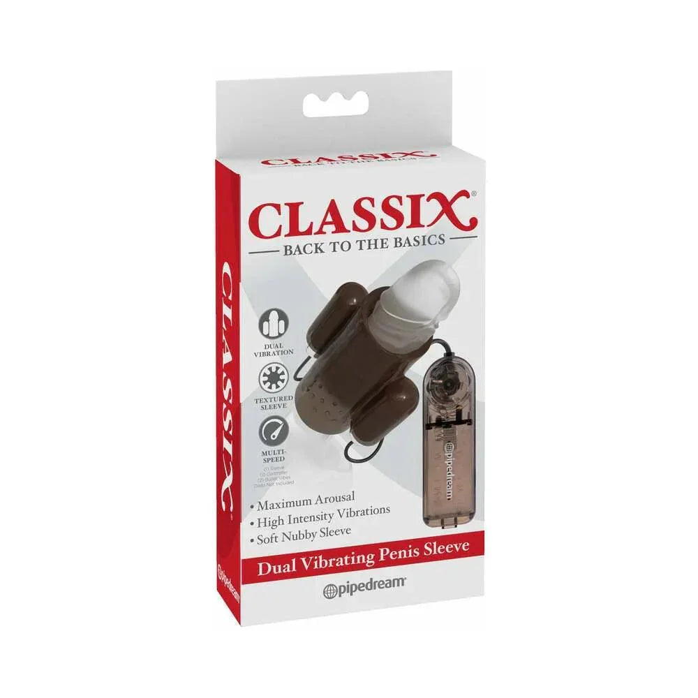 Pipedream Classix Dual Vibrating Textured Penis Sleeve with Remote Con Pipedream Classix Dual Vibrating Textured Penis Sleeve with Remote Con