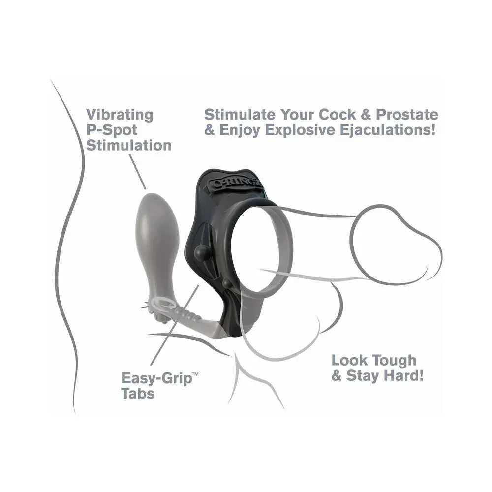 Pipedream Fantasy C-Ringz Rock Hard Ass-Gasm Vibrating Silicone Cockring With Anal Plug - Buy At Luxury Toy X - Free 3-Day Shipping