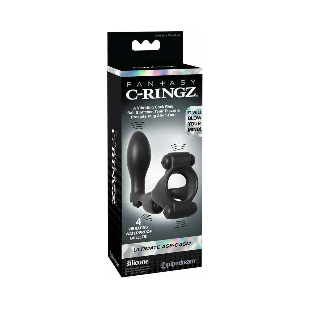 Pipedream Fantasy C-Ringz Ultimate Ass-Gasm Vibrating Silicone Cockring With Anal Plug - Buy At Luxury Toy X - Free 3-Day Shipping