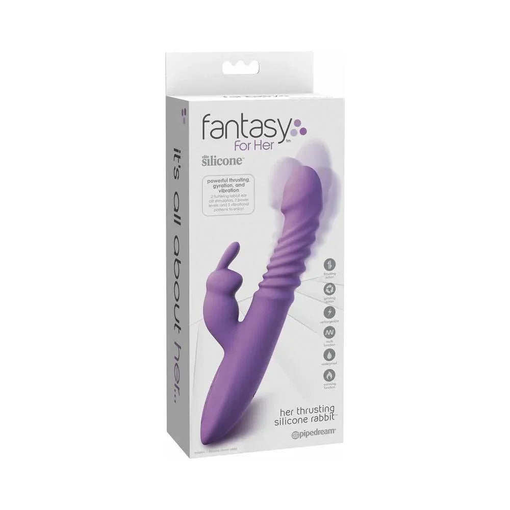 Pipedream Fantasy For Her Rechargeable Her Thrusting Silicone Rabbit Vibrator - Buy At Luxury Toy X - Free 3-Day Shipping