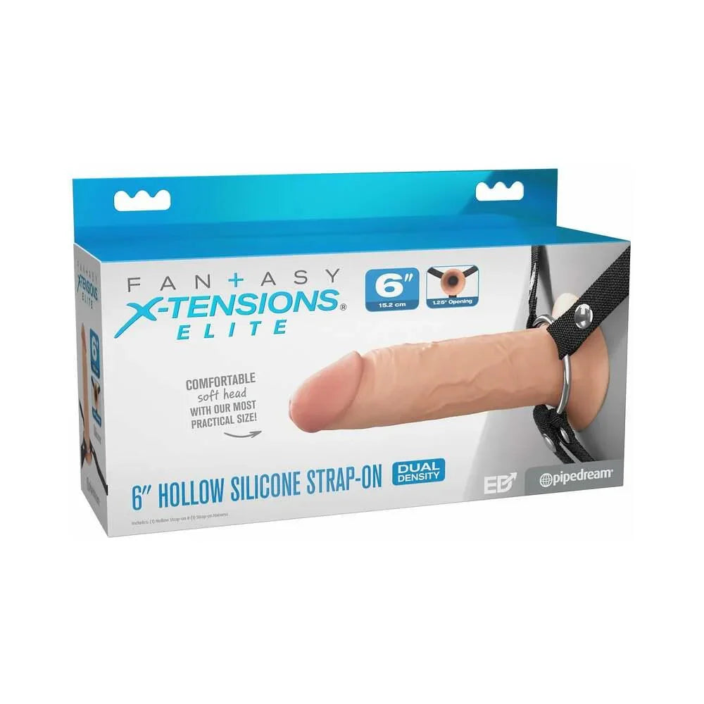 Pipedream Fantasy X-Tensions Elite Hollow Silicone Strap-On 6 in. - Buy At Luxury Toy X - Free 3-Day Shipping