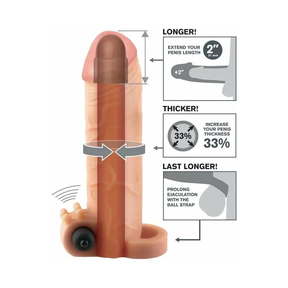 Pipedream Fantasy X-tensions Vibrating Real Feel 2 in. Extension With Ball Strap - Buy At Luxury Toy X - Free 3-Day Shipping