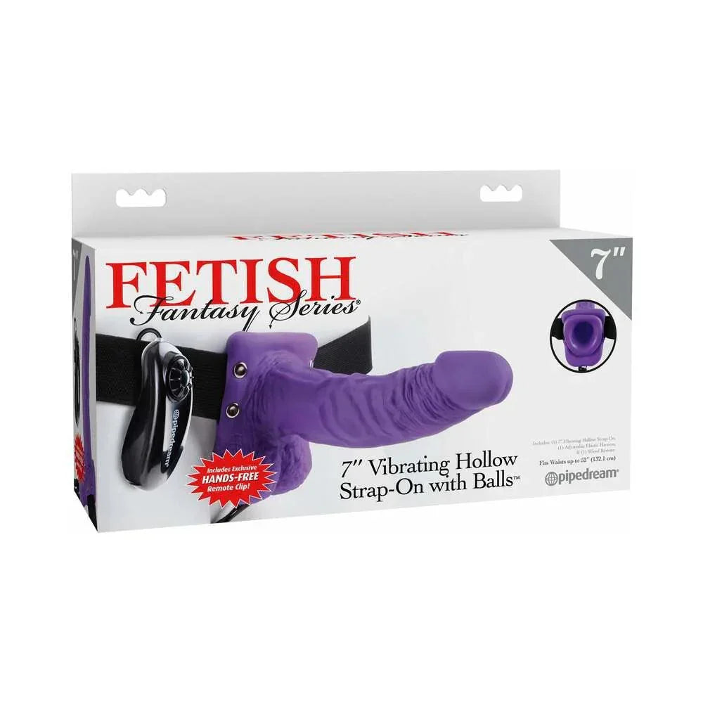 Pipedream Fetish Fantasy Series 7 in. Vibrating Hollow Strap-On with Balls - Buy At Luxury Toy X - Free 3-Day Shipping