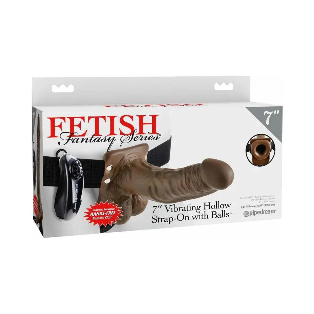 Pipedream Fetish Fantasy Series 7 in. Vibrating Hollow Strap-On with Balls - Buy At Luxury Toy X - Free 3-Day Shipping