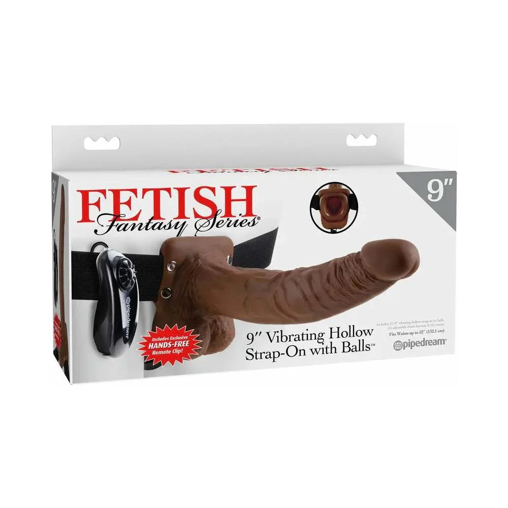Pipedream Fetish Fantasy Series 9 in. Vibrating Hollow Strap-On with Balls - Buy At Luxury Toy X - Free 3-Day Shipping