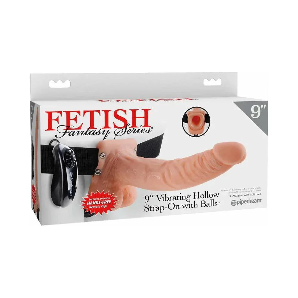 Pipedream Fetish Fantasy Series 9 in. Vibrating Hollow Strap-On with Balls - Buy At Luxury Toy X - Free 3-Day Shipping