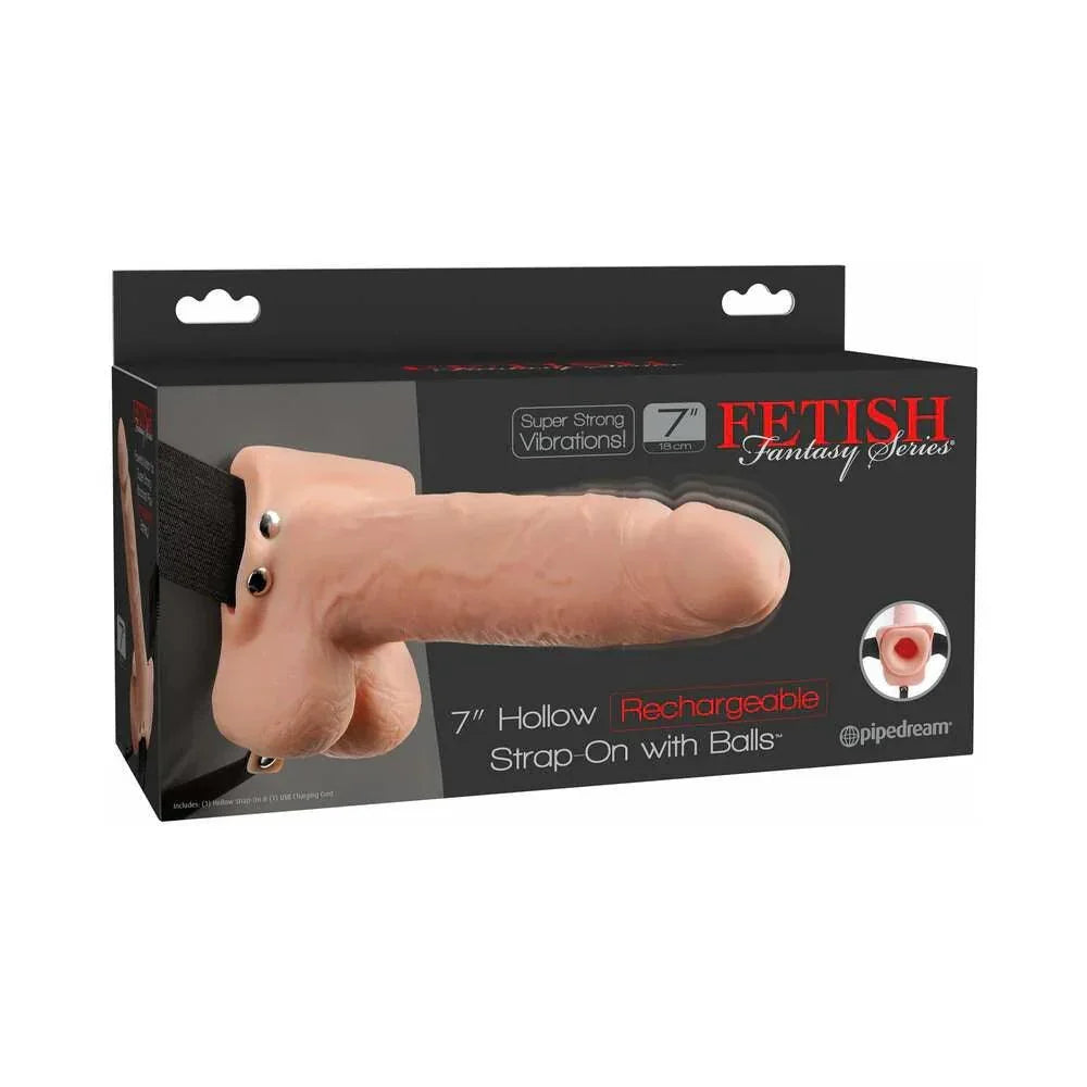 Pipedream Fetish Fantasy Series Rechargeable Vibrating 7 in. Hollow Strap-On With Balls - Buy At Luxury Toy X - Free 3-Day Shipping