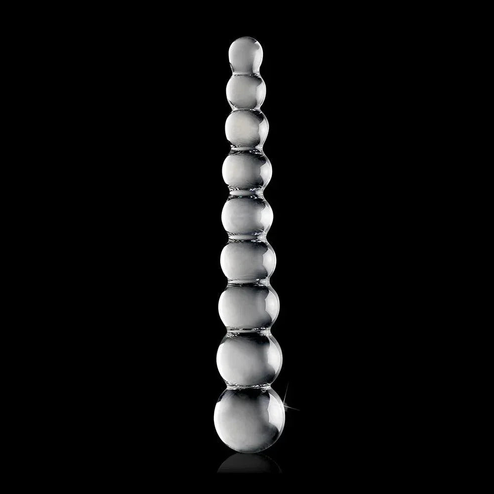 Pipedream Icicles No. 2 Beaded 8.5 in. Glass Dildo Clear - Buy At Luxury Toy X - Free 3-Day Shipping