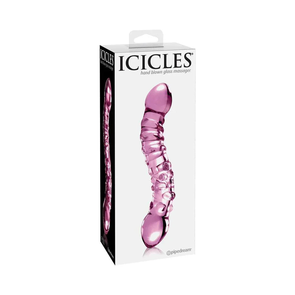 Pipedream Icicles No. 55 Curved Textured 7.75 in. Dual-Ended Glass Dildo - Buy At Luxury Toy X - Free 3-Day Shipping