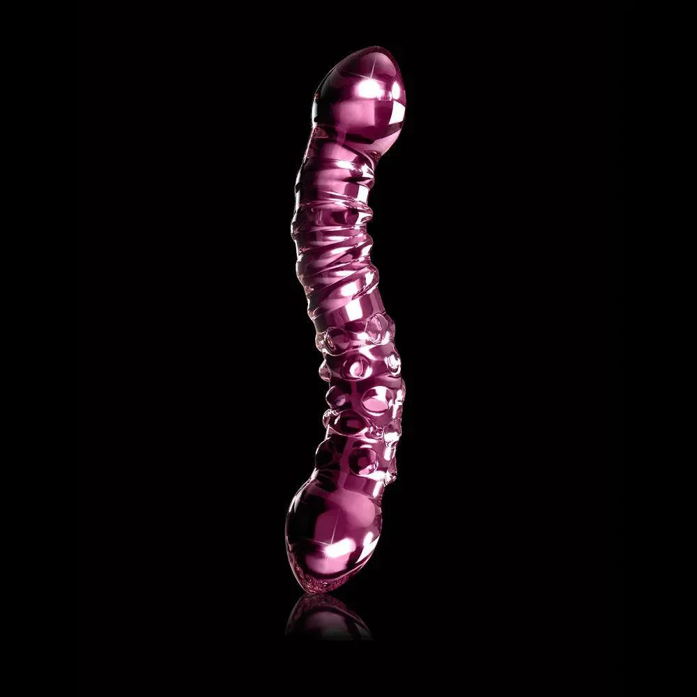 Pipedream Icicles No. 55 Curved Textured 7.75 in. Dual-Ended Glass Dildo - Buy At Luxury Toy X - Free 3-Day Shipping