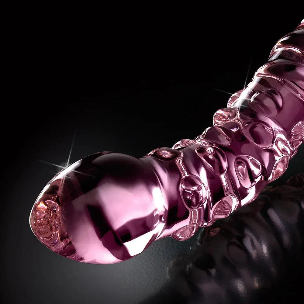 Pipedream Icicles No. 55 Curved Textured 7.75 in. Dual-Ended Glass Dildo - Buy At Luxury Toy X - Free 3-Day Shipping