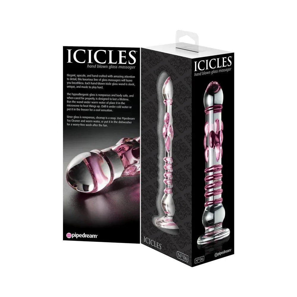 Pipedream Icicles No. 6 Textured 8.5 in. Glass Dildo - Buy At Luxury Toy X - Free 3-Day Shipping