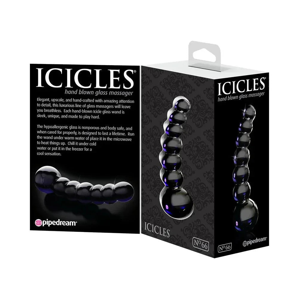 Pipedream Icicles No. 66 Curved Beaded 4.75 in. Glass Dildo - Buy At Luxury Toy X - Free 3-Day Shipping