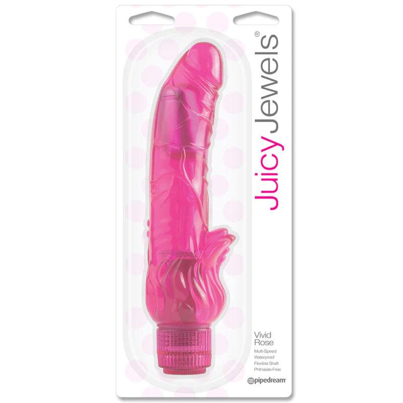 Pipedream Juicy Jewels Vivid Rose Flexible Curved Semi-Realistic Vibrator - Buy At Luxury Toy X - Free 3-Day Shipping