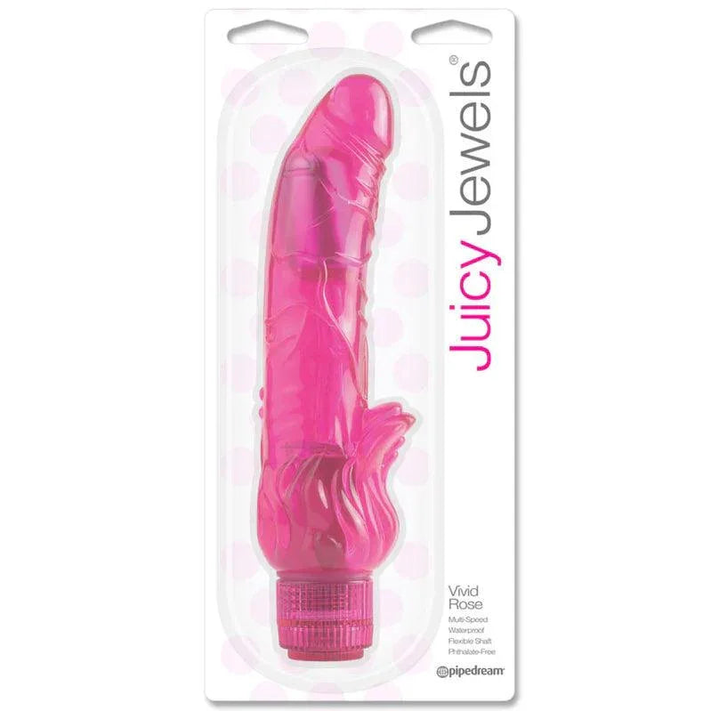 Pipedream Juicy Jewels Vivid Rose Flexible Curved Semi-Realistic Vibrator - Buy At Luxury Toy X - Free 3-Day Shipping