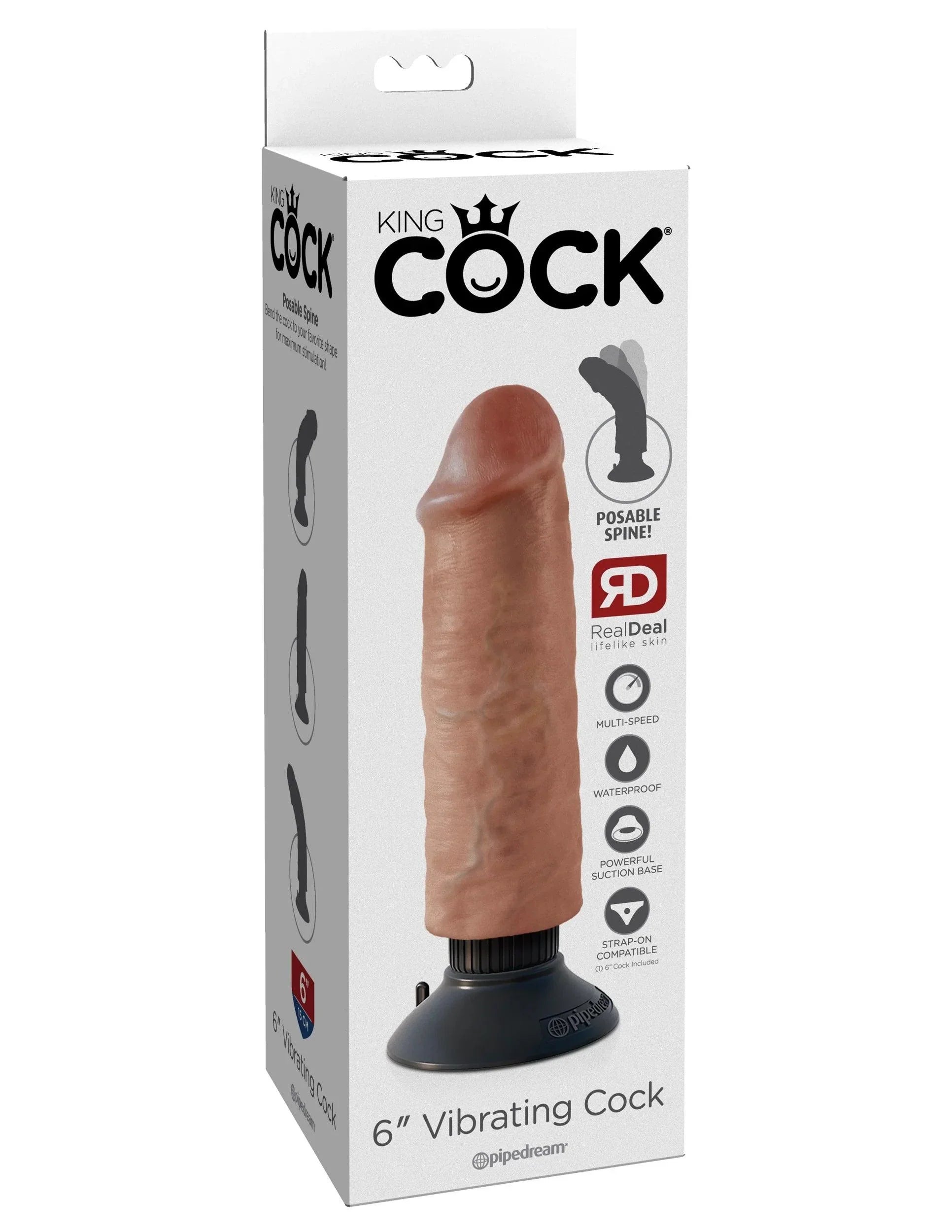 Pipedream King Cock 6 in. Vibrating Cock Poseable Dildo With Suction Cup - Buy At Luxury Toy X - Free 3-Day Shipping