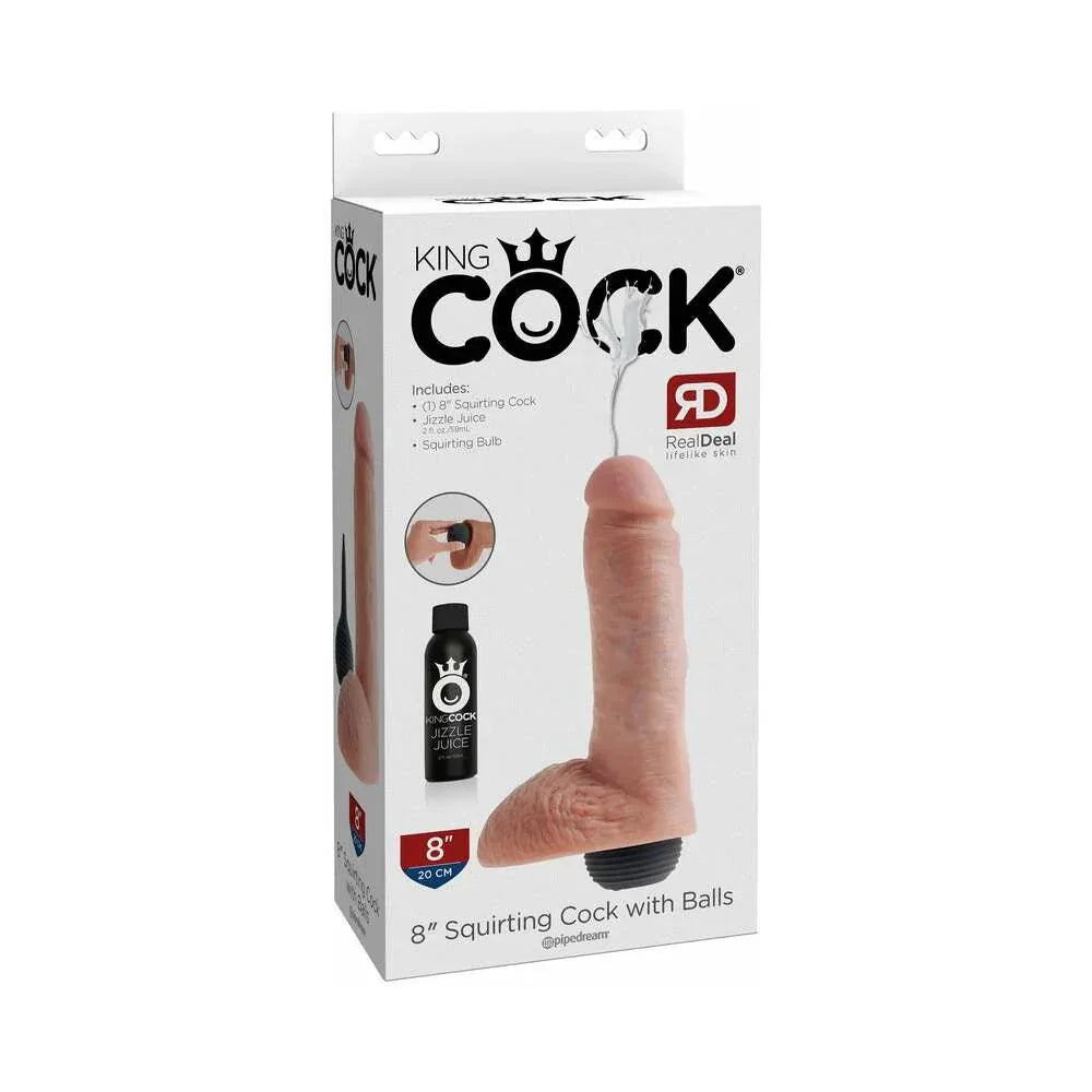 Pipedream King Cock 8 in. Squirting Cock With Balls Realistic Dildo - Buy At Luxury Toy X - Free 3-Day Shipping
