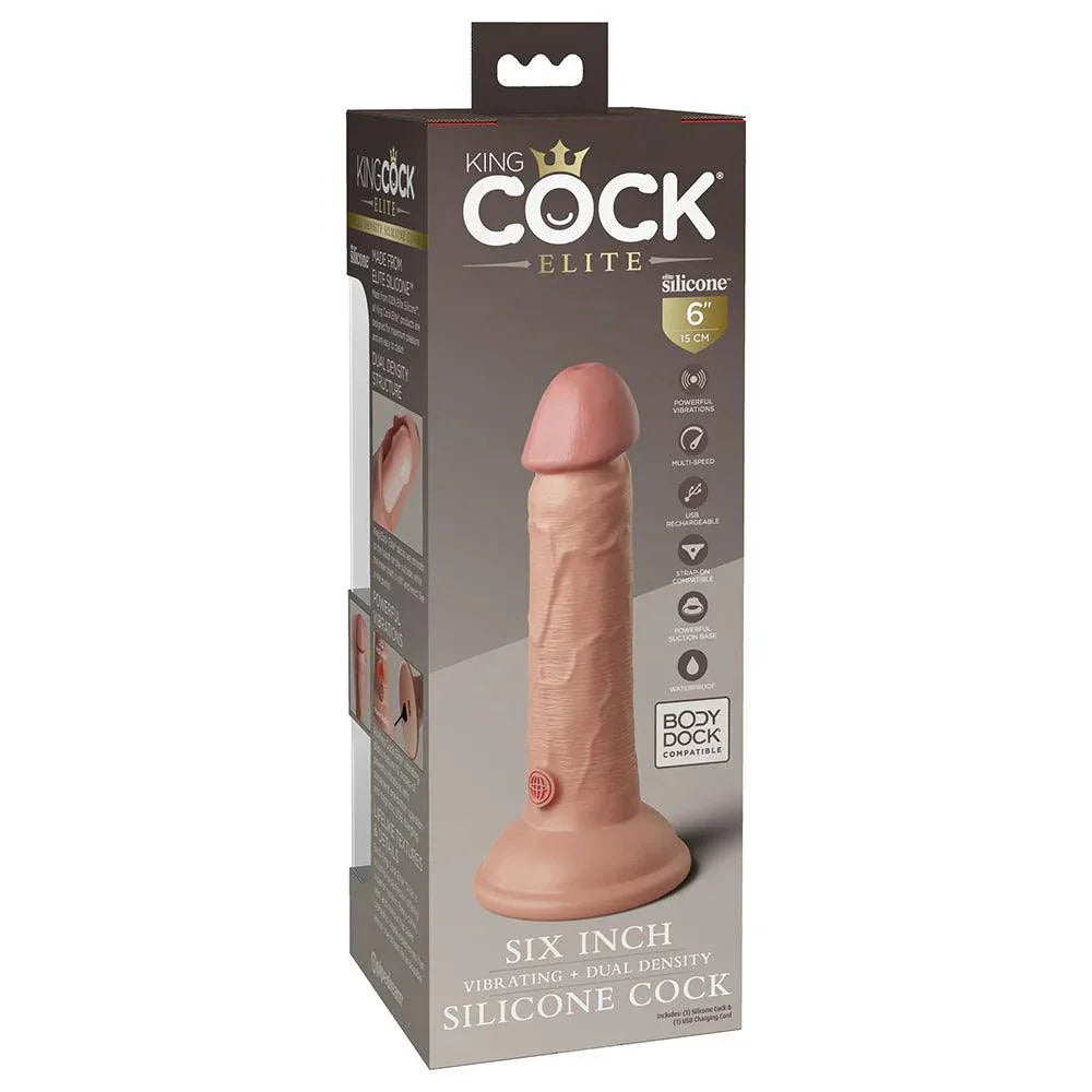 Pipedream King Cock Elite 6 in. Vibrating Realistic Dildo With Suction Cup - Buy At Luxury Toy X - Free 3-Day Shipping