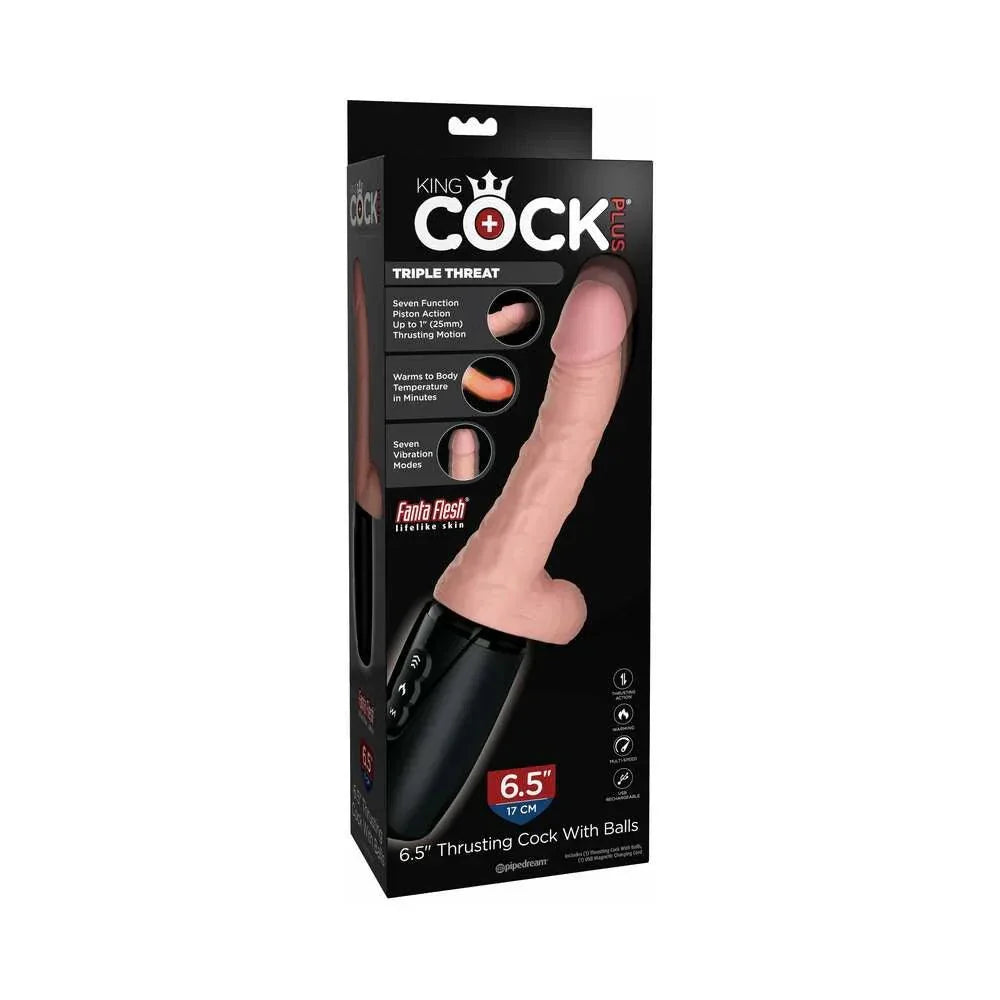 Pipedream King Cock Plus 6.5 in. Thrusting Cock With Balls Rechargeable Realistic Vibrator - Buy At Luxury Toy X - Free 3-Day Shipping