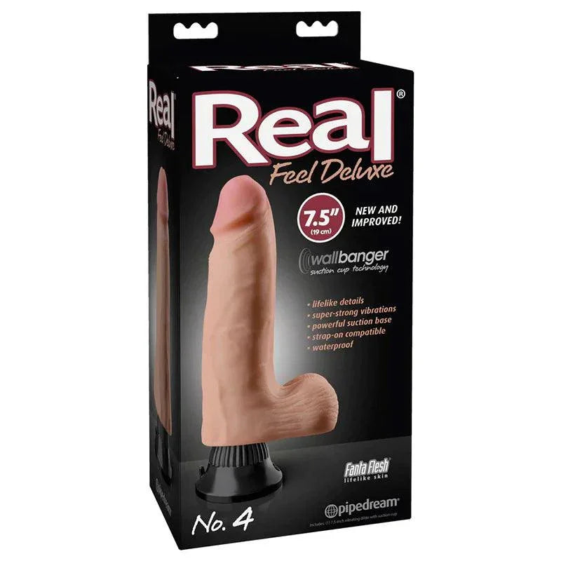 Pipedream Real Feel Deluxe No. 4 Realistic 7.5 in. Vibrating Dildo With Balls and Suction Cup - Buy At Luxury Toy X - Free 3-Day Shipping