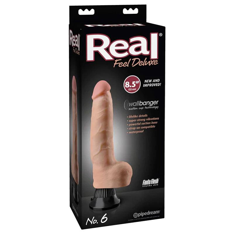 Pipedream Real Feel Deluxe No. 6 Realistic 8.5 in. Vibrating Dildo With Balls and Suction Cup - Buy At Luxury Toy X - Free 3-Day Shipping