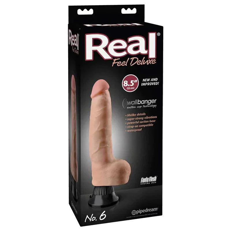 Pipedream Real Feel Deluxe No. 6 Realistic 8.5 in. Vibrating Dildo With Balls and Suction Cup - Buy At Luxury Toy X - Free 3-Day Shipping