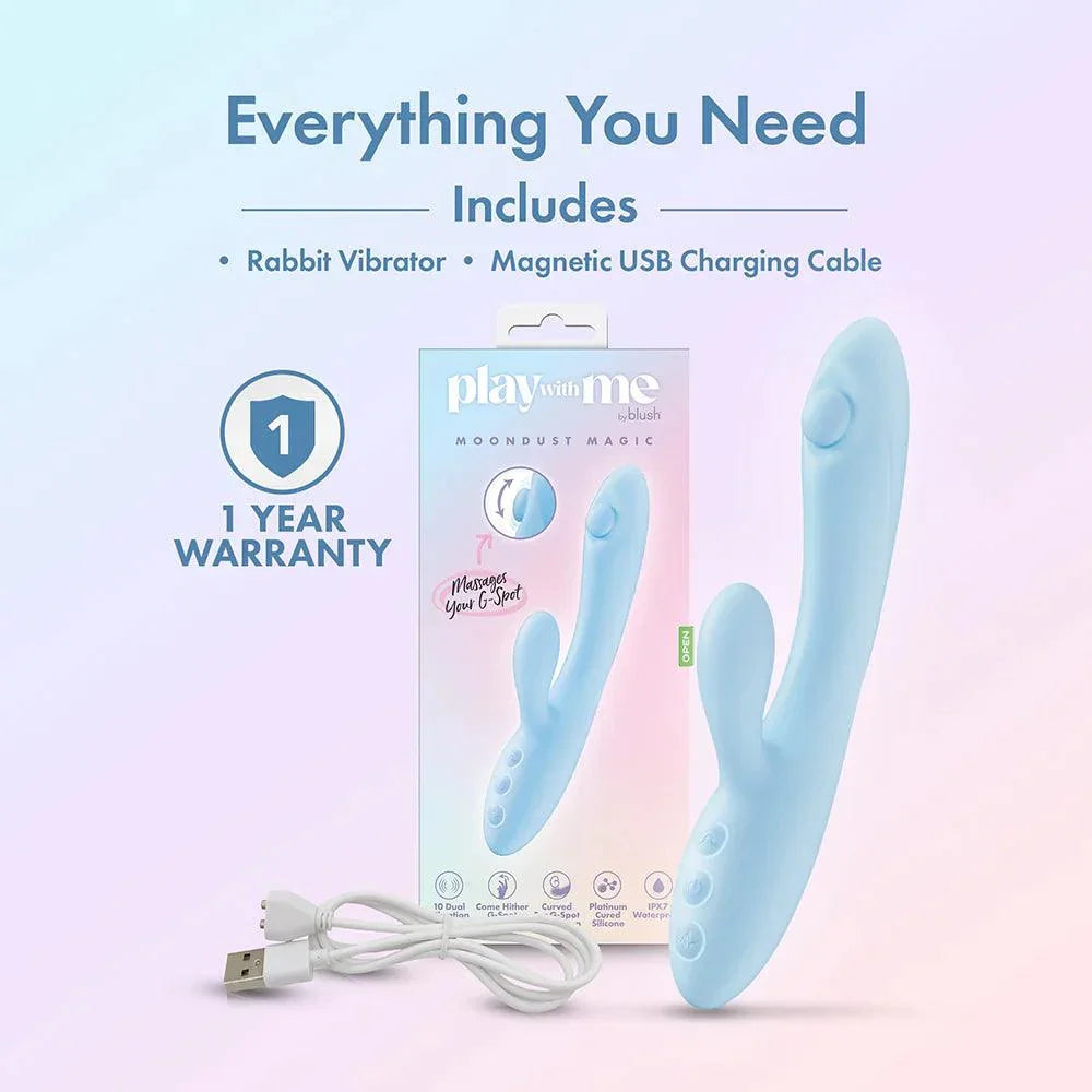 Play with Me Moondust Magic Rechargeable Silicone Rabbit Vibrator - Buy At Luxury Toy X - Free 3-Day Shipping
