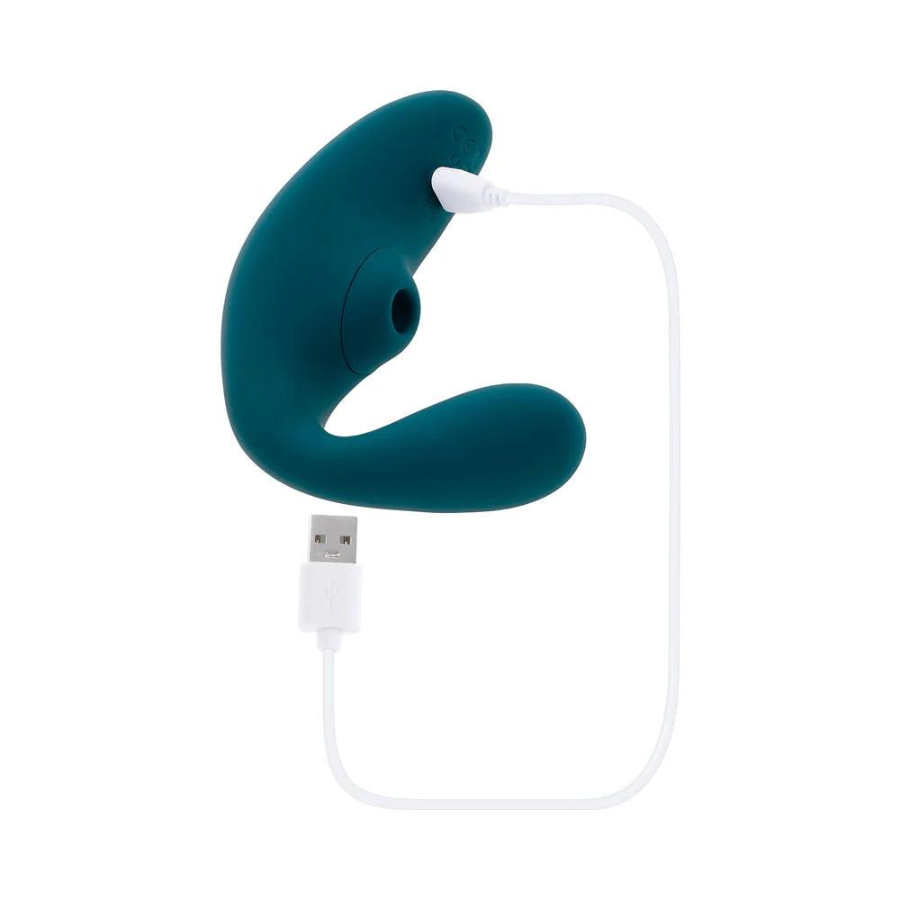 Playboy Charmer Rechargeable Silicone Dual Vibrator with Clitoral Stimulation - Buy At Luxury Toy X - Free 3-Day Shipping