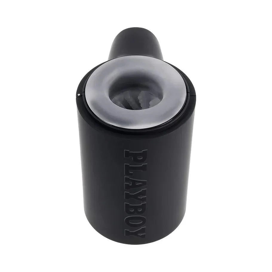 Playboy Come Along Dual End Rechargeable Masturbator - Black/Clear - Buy At Luxury Toy X - Free 3-Day Shipping