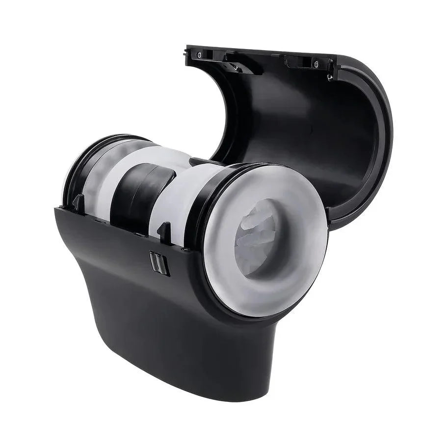 Playboy Come Along Dual End Rechargeable Masturbator - Black/Clear - Buy At Luxury Toy X - Free 3-Day Shipping