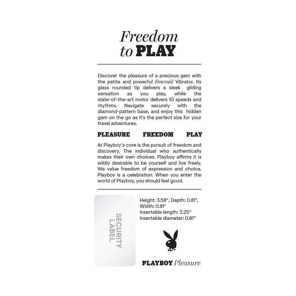 Playboy Emerald Rechargeable Vibrating Glass Mini Vibe - Buy At Luxury Toy X - Free 3-Day Shipping