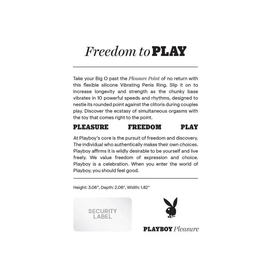 Playboy Pleasure Point Rechargeable Cockring Silicone Navy Blue - Buy At Luxury Toy X - Free 3-Day Shipping