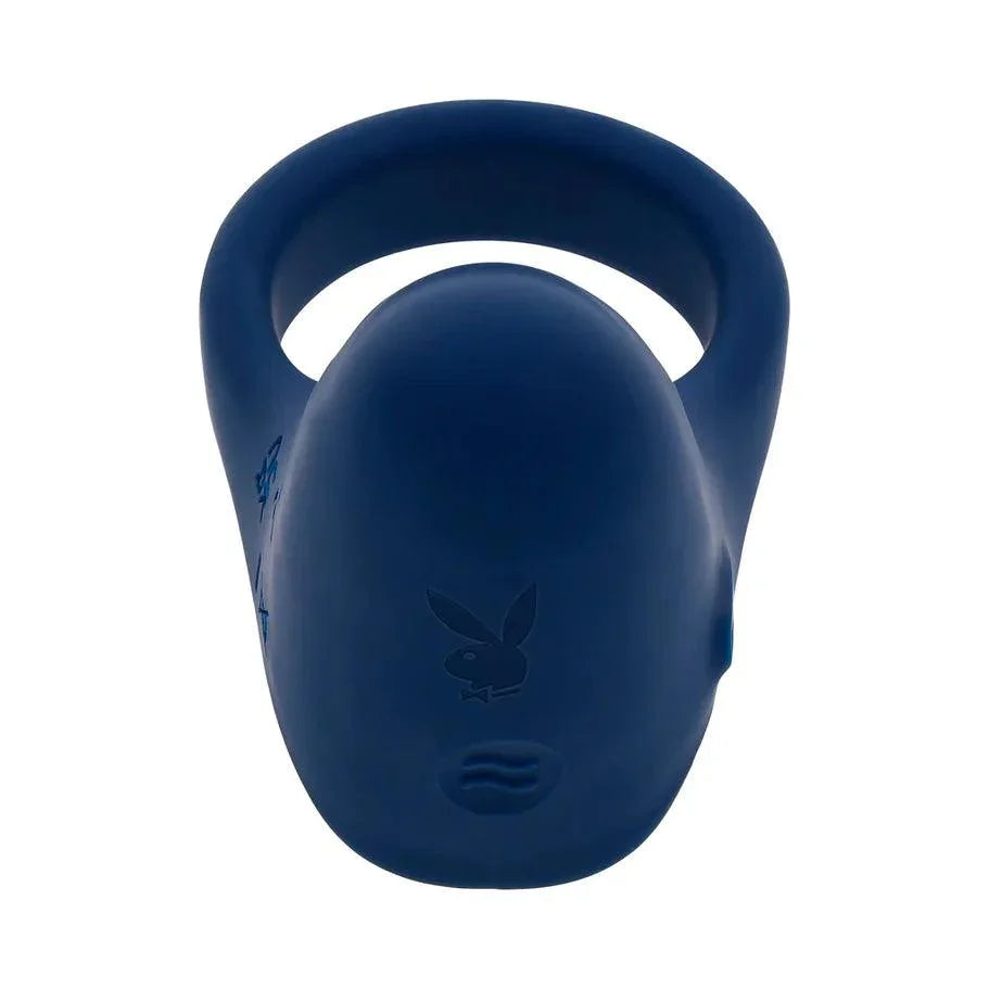 Playboy Pleasure Point Rechargeable Cockring Silicone Navy Blue - Buy At Luxury Toy X - Free 3-Day Shipping