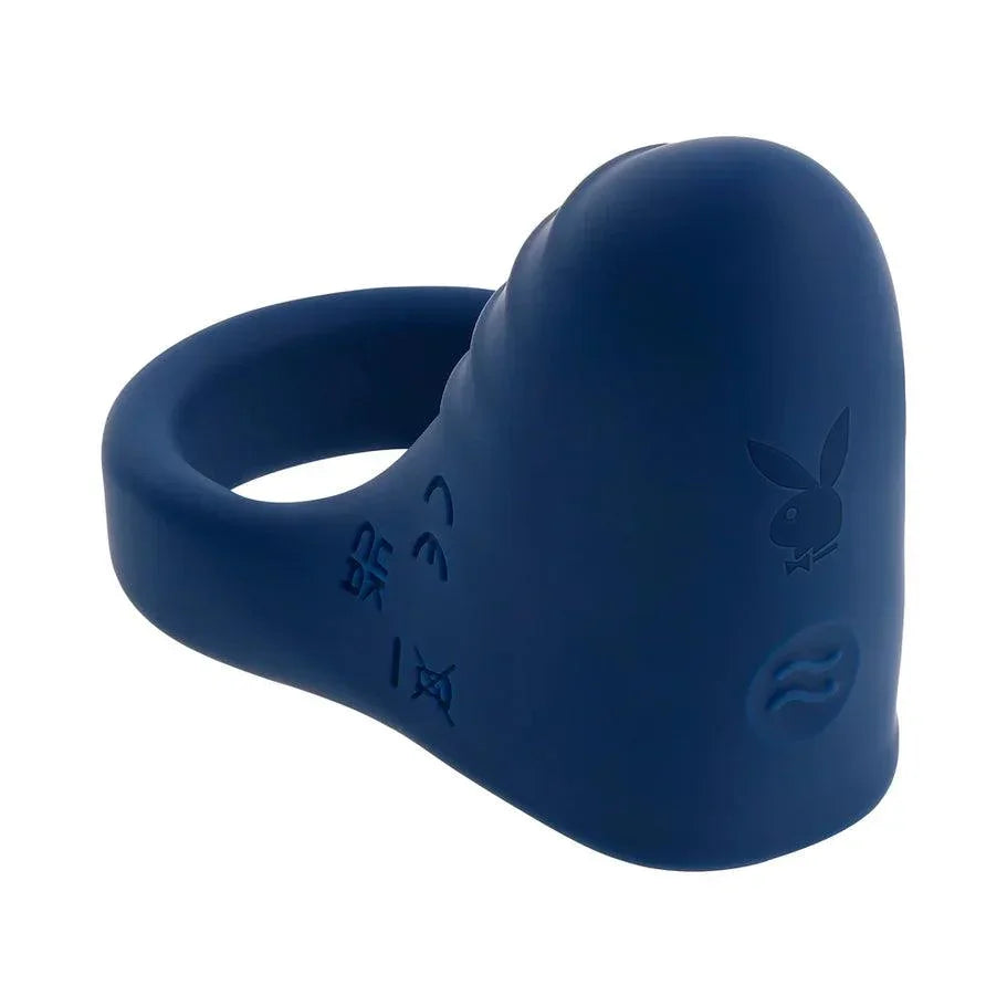Playboy Pleasure Point Rechargeable Cockring Silicone Navy Blue - Buy At Luxury Toy X - Free 3-Day Shipping