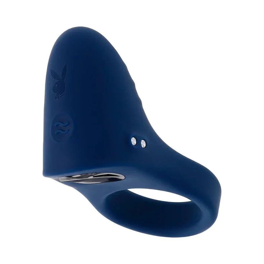 Playboy Pleasure Point Rechargeable Cockring Silicone Navy Blue - Buy At Luxury Toy X - Free 3-Day Shipping