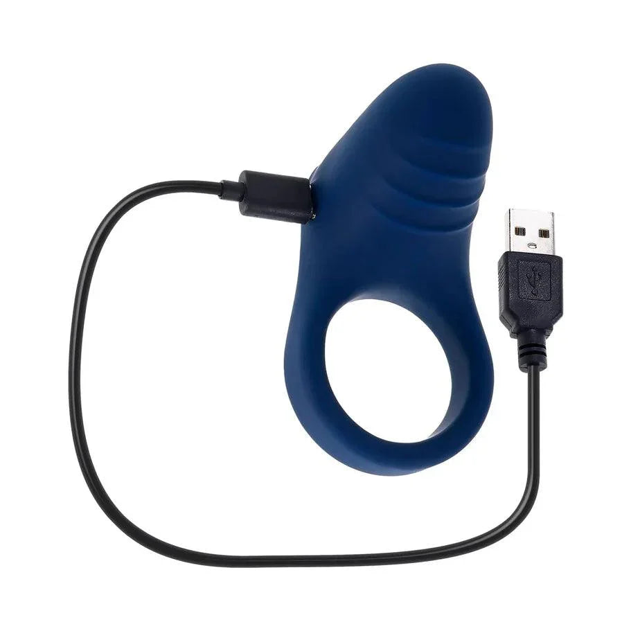 Playboy Pleasure Point Rechargeable Cockring Silicone Navy Blue - Buy At Luxury Toy X - Free 3-Day Shipping