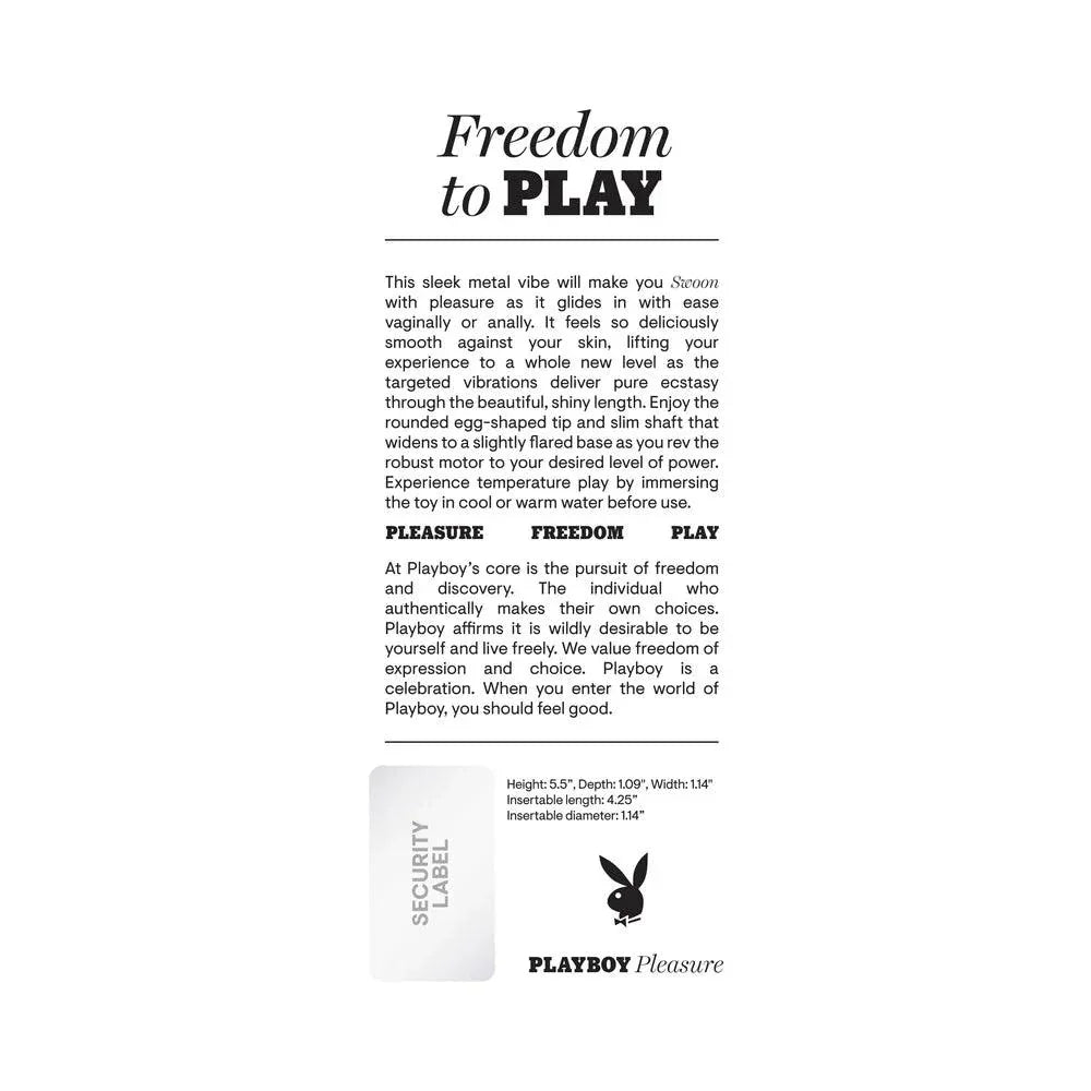 Playboy Swoon Rechargeable Vibrator Aluminum Platinum - Buy At Luxury Toy X - Free 3-Day Shipping
