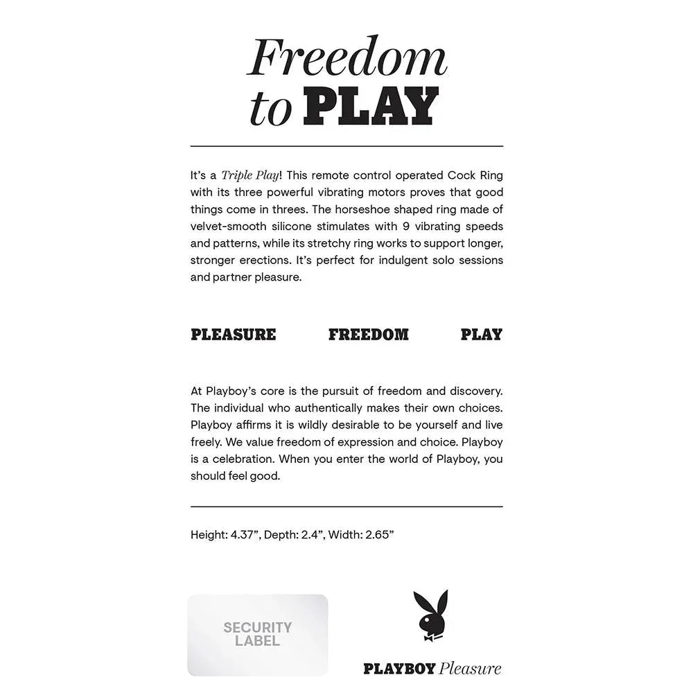 Playboy Triple Play Vibrating Cockring with Stimulator - Buy At Luxury Toy X - Free 3-Day Shipping