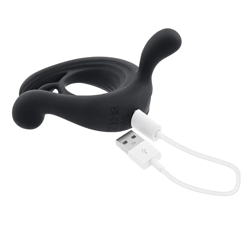Playboy Triple Play Vibrating Cockring with Stimulator - Buy At Luxury Toy X - Free 3-Day Shipping