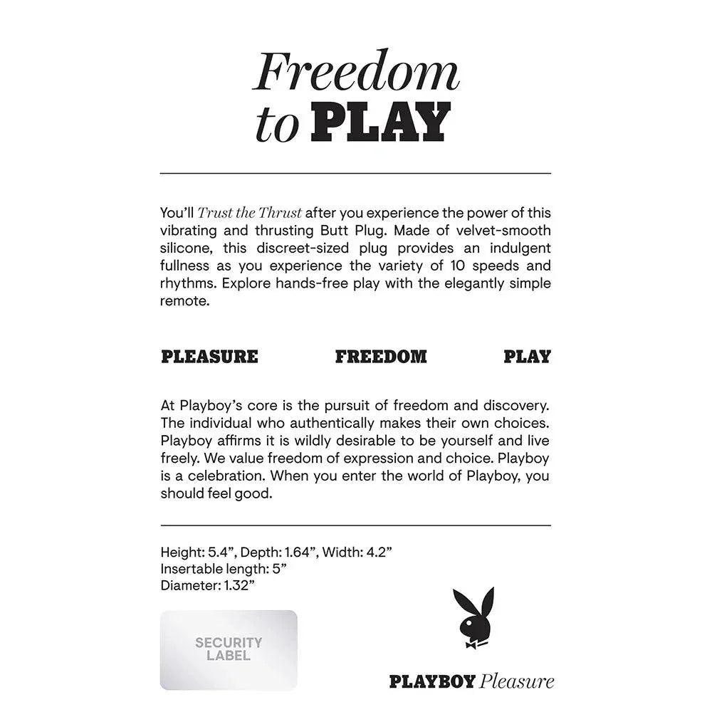 Playboy Trust The Thrust Thrusting Vibrating Anal Plug - Buy At Luxury Toy X - Free 3-Day Shipping