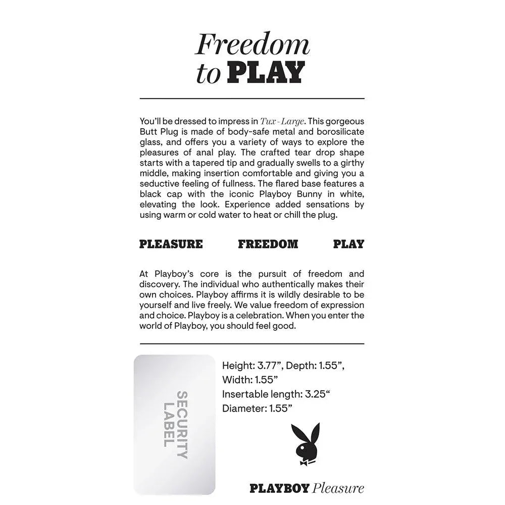 Playboy Tux Metal Anal Plug Hematite - Buy At Luxury Toy X - Free 3-Day Shipping
