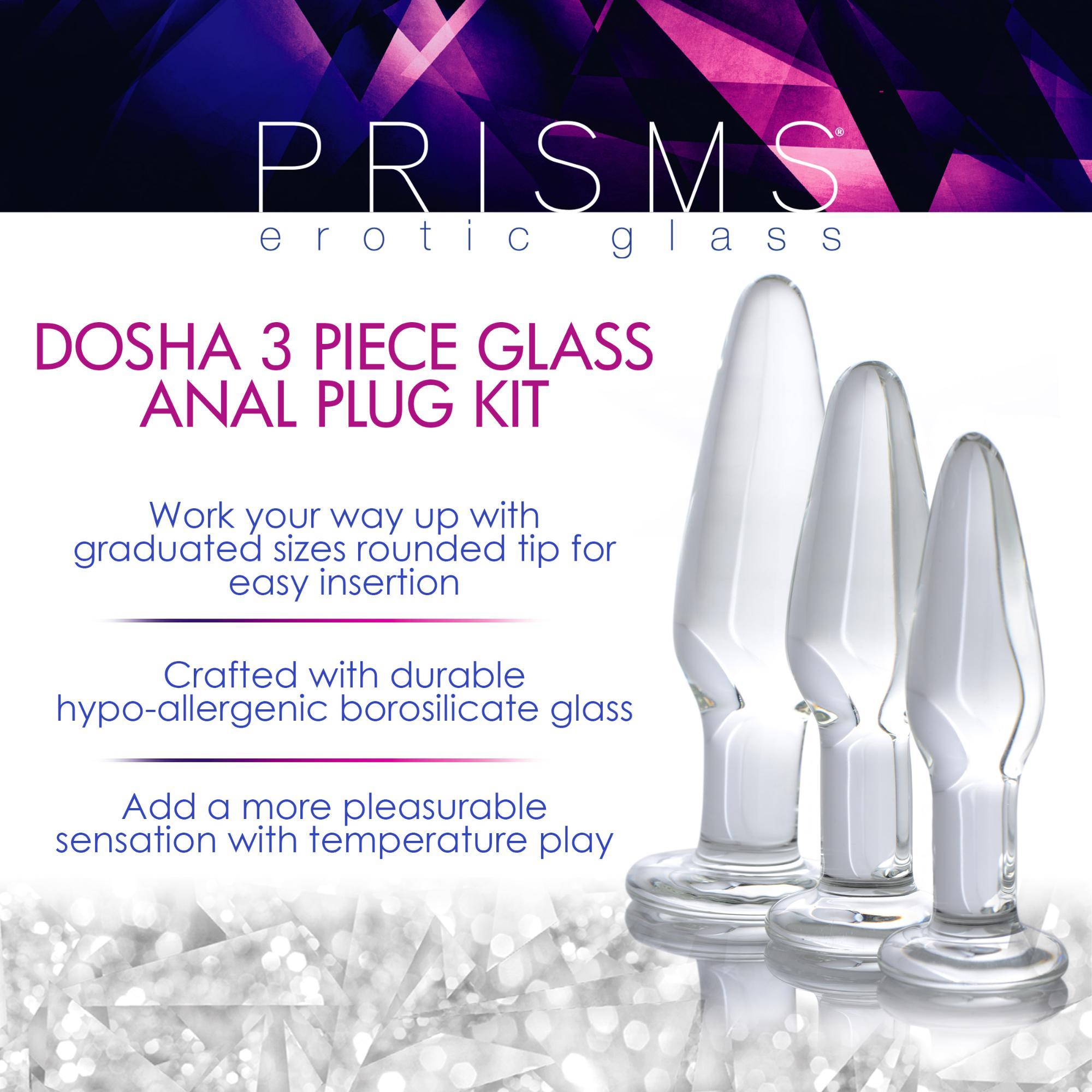 Prisms Erotic Glass Dosha 3 Piece Glass Plug Kit - Buy At Luxury Toy X - Free 3-Day Shipping